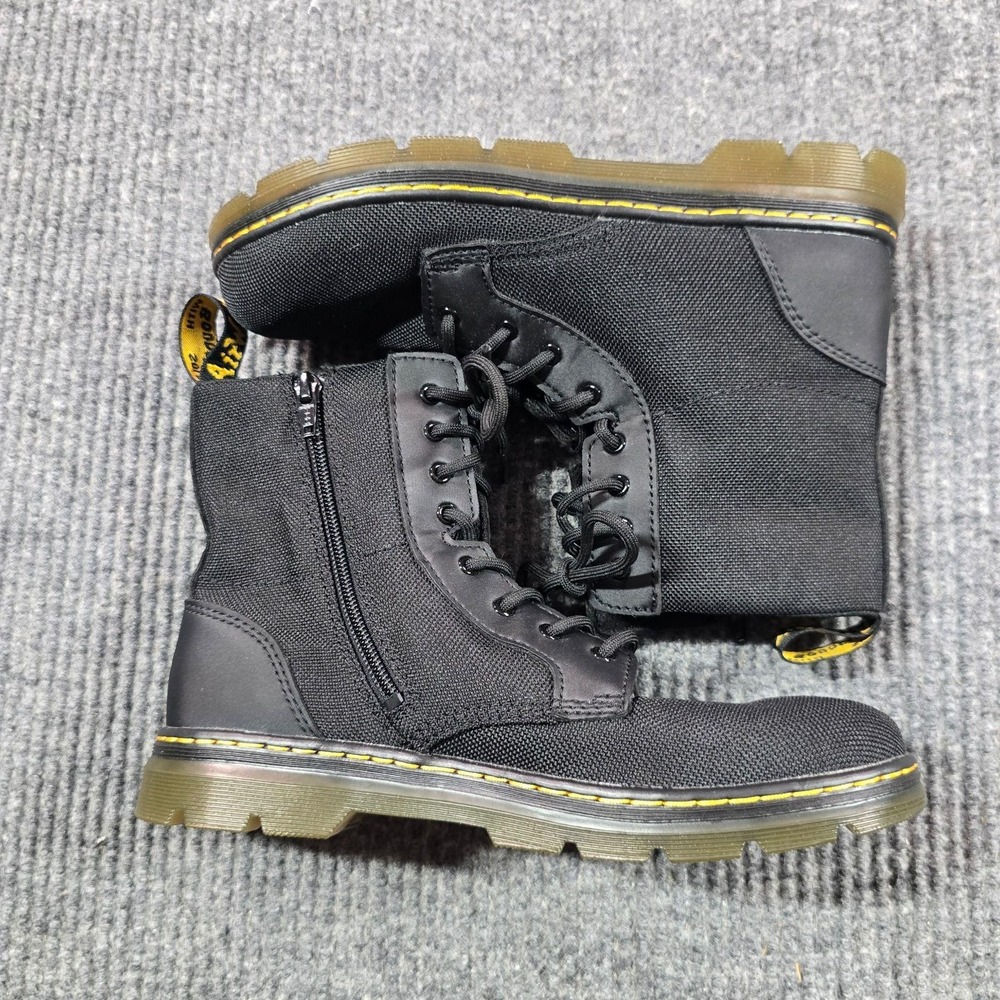 Dr. Martens Combs Y Boots Womens Size 7 Black Canvas Combat Ankle Zip Lace Up